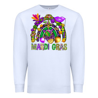 White Mardi Gras Rainbow Premium Sweatshirt - BundleAndBundleShop