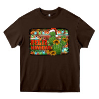 Chocolate Brown feliz navidad merry christmas cactus Heavy Core Tee - Jasminsmagicworld