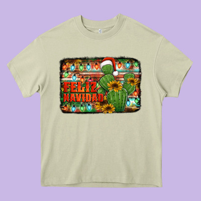 Feliz Navidad Merry Christmas Cactus Heavy Core Tee Designed By Jasminsmagicworld