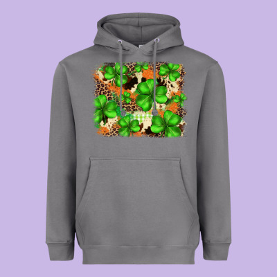 St.patricks Plaid  Green Glitter Cowhide  Leopard Heavyweight Hoodie Designed By Fadigitalartstudio