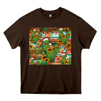 Chocolate Brown feliz navidad merry christmas cactus tumbler Heavy Core Tee - Jasminsmagicworld