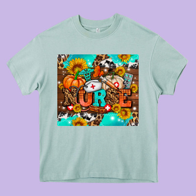 Pumpkin Nurse With Sunflower Heavy Core Tee Designed By Adodesignshop