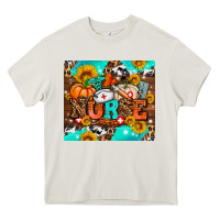 Cream pumpkin nurse with sunflower Heavy Core Tee - AdoDesignShop