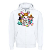 White Easter Day Camper  Happy Easter Day Zipper Hoodie - CowGirlArtShop