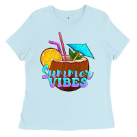 Baby Blue summer vibes coconut drink Ladies Tee - Jasminsmagicworld