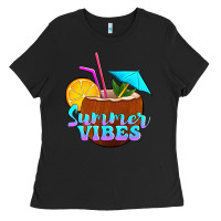 Black summer vibes coconut drink Ladies Tee - Jasminsmagicworld