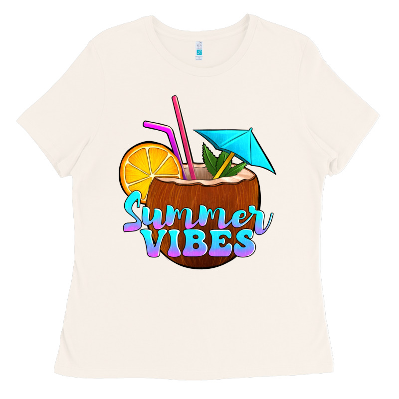 Summer Vibes Coconut Drink Ladies Tee by Jasminsmagicworld | Teevron