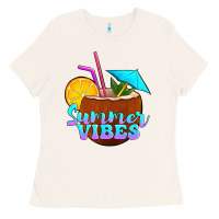 Bone summer vibes coconut drink Ladies Tee - Jasminsmagicworld