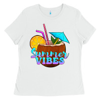 White summer vibes coconut drink Ladies Tee - Jasminsmagicworld
