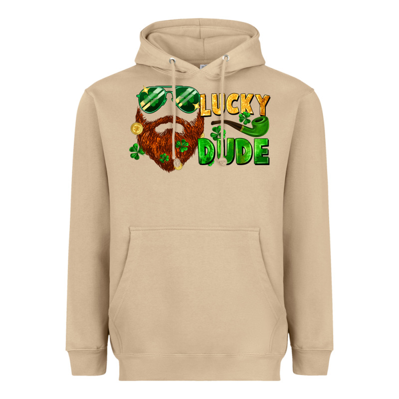 Lucky Dude Saint Patricks Bearded Man Heavyweight Hoodie by FaDigitalArtStudio | Teevron