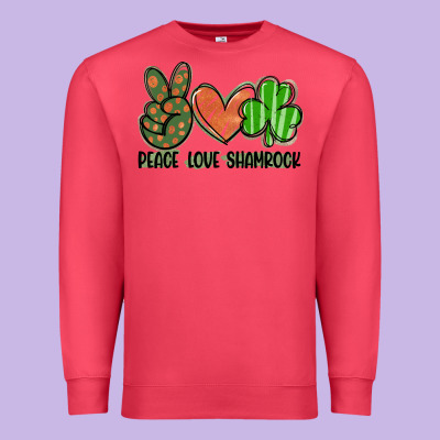 Peace Love Shamrock Premium Sweatshirt Designed By Fadigitalartstudio