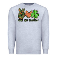 Heather Grey peace love shamrock Premium Sweatshirt - FaDigitalArtStudio