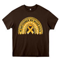 Chocolate Brown Childhood cancer awareness rainbow Heavy Core Tee - Jasminsmagicworld