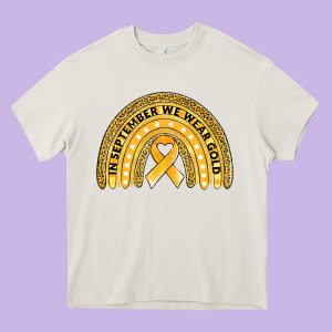 Childhood Cancer Awareness Rainbow Heavy Core Tee Designed By Jasminsmagicworld