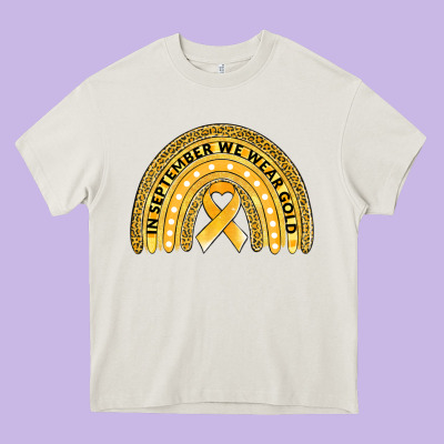 Childhood Cancer Awareness Rainbow Heavy Core Tee Designed By Jasminsmagicworld