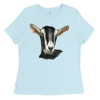 Baby Blue alpine goat head Ladies Tee - LillyAllenDesigns
