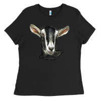 Black alpine goat head Ladies Tee - LillyAllenDesigns