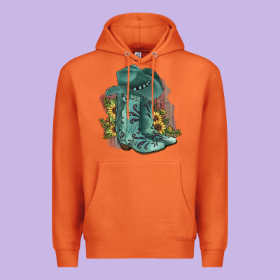 Turquoise Cowboy Boots Premium Hoodie Designed By Jahusdesignshop