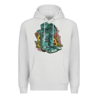 Dove Grey Turquoise Cowboy Boots Premium Hoodie - JahusDesignShop