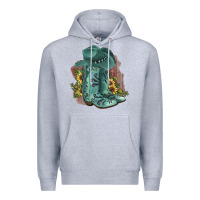 Heather Grey Turquoise Cowboy Boots Premium Hoodie - JahusDesignShop