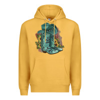 Mustard Turquoise Cowboy Boots Premium Hoodie - JahusDesignShop