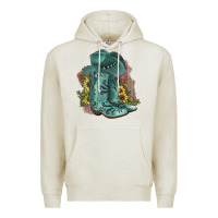 Oatmeal Heather Turquoise Cowboy Boots Premium Hoodie - JahusDesignShop