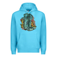 Ocean Blue Turquoise Cowboy Boots Premium Hoodie - JahusDesignShop