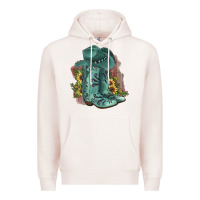Pale Pink Turquoise Cowboy Boots Premium Hoodie - JahusDesignShop