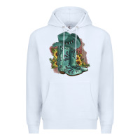 White Turquoise Cowboy Boots Premium Hoodie - JahusDesignShop