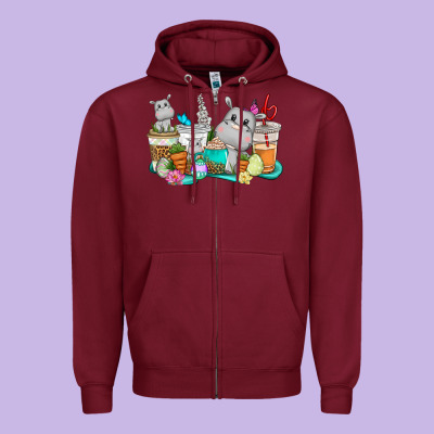 Easter Hippopotamus Coffee Cups Easter Day Zipper Hoodie Designed By Cowgirlartshop