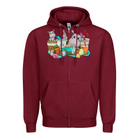 Burgundy Easter Hippopotamus coffee cups Easter Day Zipper Hoodie - CowGirlArtShop