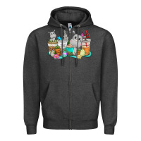 Charcoal Heather Easter Hippopotamus coffee cups Easter Day Zipper Hoodie - CowGirlArtShop