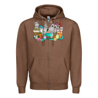 Chestnut Easter Hippopotamus coffee cups Easter Day Zipper Hoodie - CowGirlArtShop