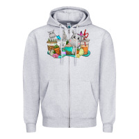 Heather Grey Easter Hippopotamus coffee cups Easter Day Zipper Hoodie - CowGirlArtShop
