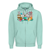 Seafoam Easter Hippopotamus coffee cups Easter Day Zipper Hoodie - CowGirlArtShop