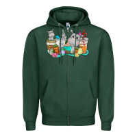 Sports Green Easter Hippopotamus coffee cups Easter Day Zipper Hoodie - CowGirlArtShop