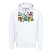 White Easter Hippopotamus coffee cups Easter Day Zipper Hoodie - CowGirlArtShop