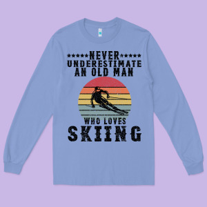 Never Underestimate An Old Man Who Loves Skiing Long Sleeve Tee Designed By Bettercallsaul