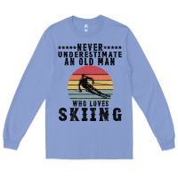 Colony Blue Never Underestimate An Old Man Who Loves Skiing Long Sleeve Tee - Bettercallsaul