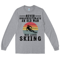 Heather Grey Never Underestimate An Old Man Who Loves Skiing Long Sleeve Tee - Bettercallsaul
