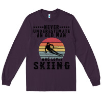 Plum Never Underestimate An Old Man Who Loves Skiing Long Sleeve Tee - Bettercallsaul