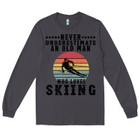 Smoke Never Underestimate An Old Man Who Loves Skiing Long Sleeve Tee - Bettercallsaul