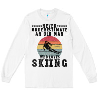 White Never Underestimate An Old Man Who Loves Skiing Long Sleeve Tee - Bettercallsaul
