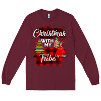 Burgundy Christmas With My Tribe Long Sleeve Tee - Bettercallsaul