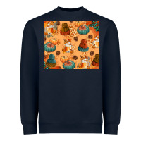 Navy Fall Pumpkins Autumn Coffee Heavyweight Sweatshirt - texasbilliewilder
