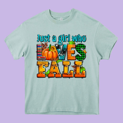 Just A Girl Who Loves Fall Heavy Core Tee Designed By Adodesignshop