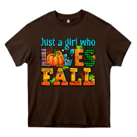 Chocolate Brown just a girl who loves fall Heavy Core Tee - AdoDesignShop