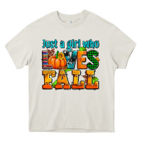 Cream just a girl who loves fall Heavy Core Tee - AdoDesignShop
