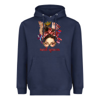 Navy nail queen messy bun with crown bbs Heavyweight Hoodie - BundleAndBundleShop