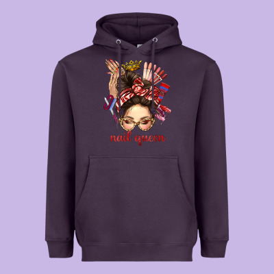 Nail Queen Messy Bun With Crown Bbs Heavyweight Hoodie Designed By Bundleandbundleshop